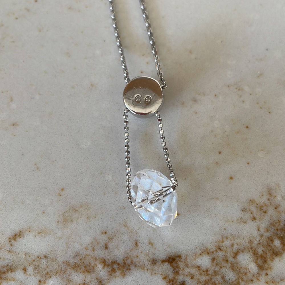 Swarovski Crystal Cut Crystal & Pavé Circle Ball Silver Necklace Pendant - Picture 8 of 12